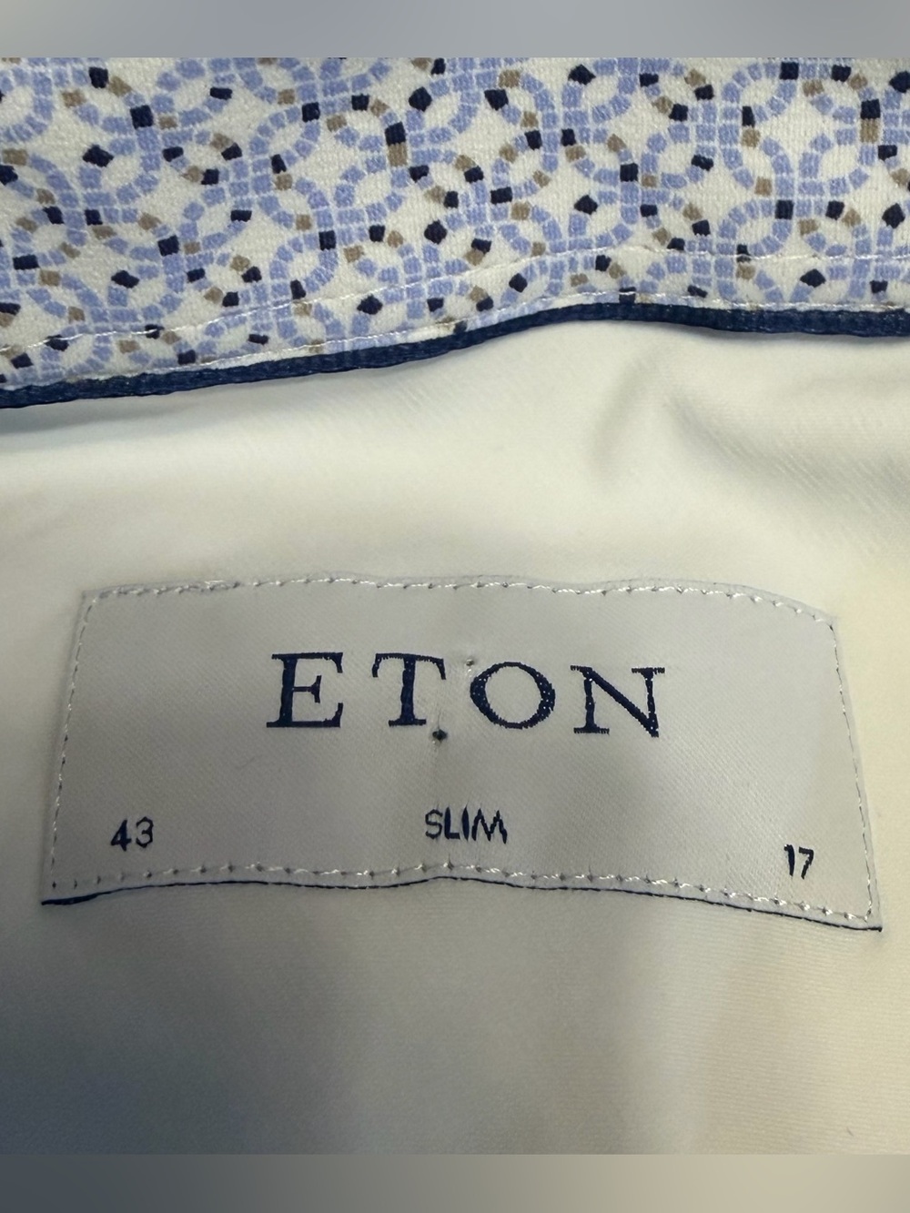 Eton Dress Shirt Mens 43-17 Slim Fit White Button Up Flip Cuff Long Sleeve - Picture 4 of 11